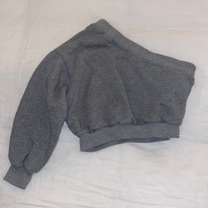 One Shoulder Gray Hoodie